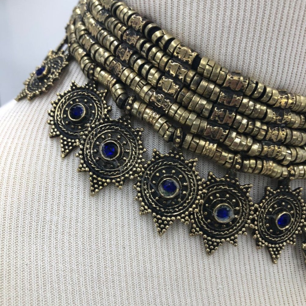 Afghan Vintage Multilayers Choker Necklace, Vintage Coins Jewelry - Picture 9 of 9